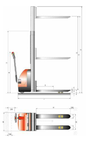 Stapler elektrisch EGV Eco, Tragkraft 1,5 t / 1500 kg, Länge 1760 mm